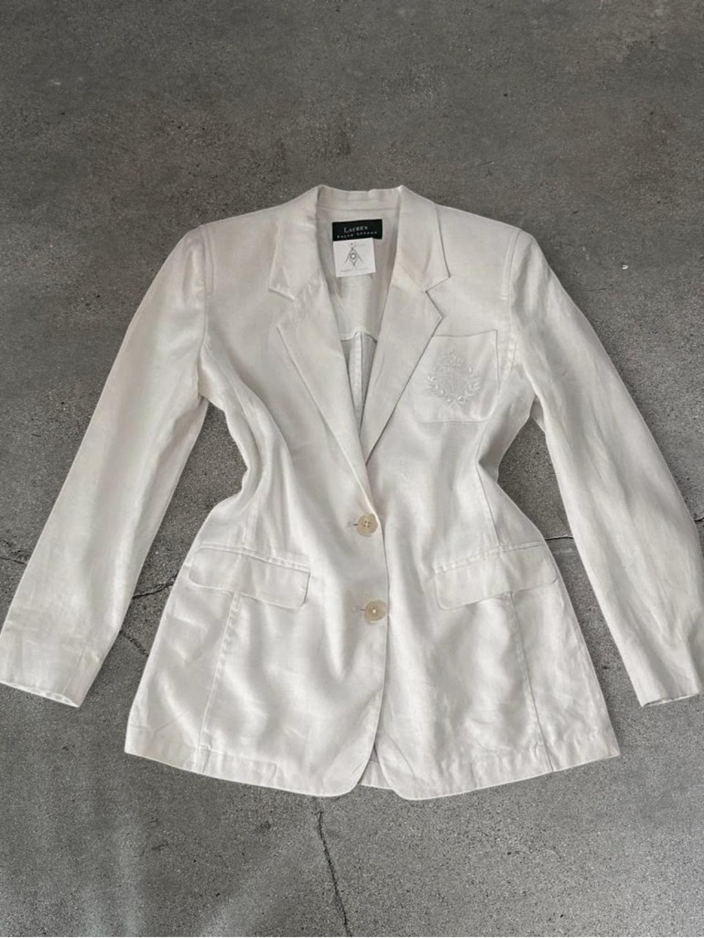 Lauren Ralph Lauren White Linen Tailored Blazer